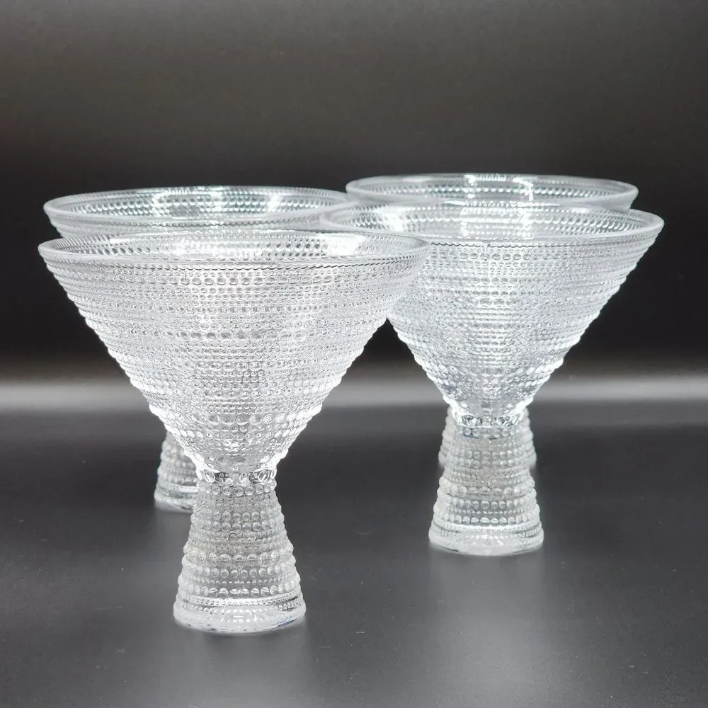 Fortessa Jupiter Beaded Martini Glass Set‎ of Two Embossed texture 11.5oz